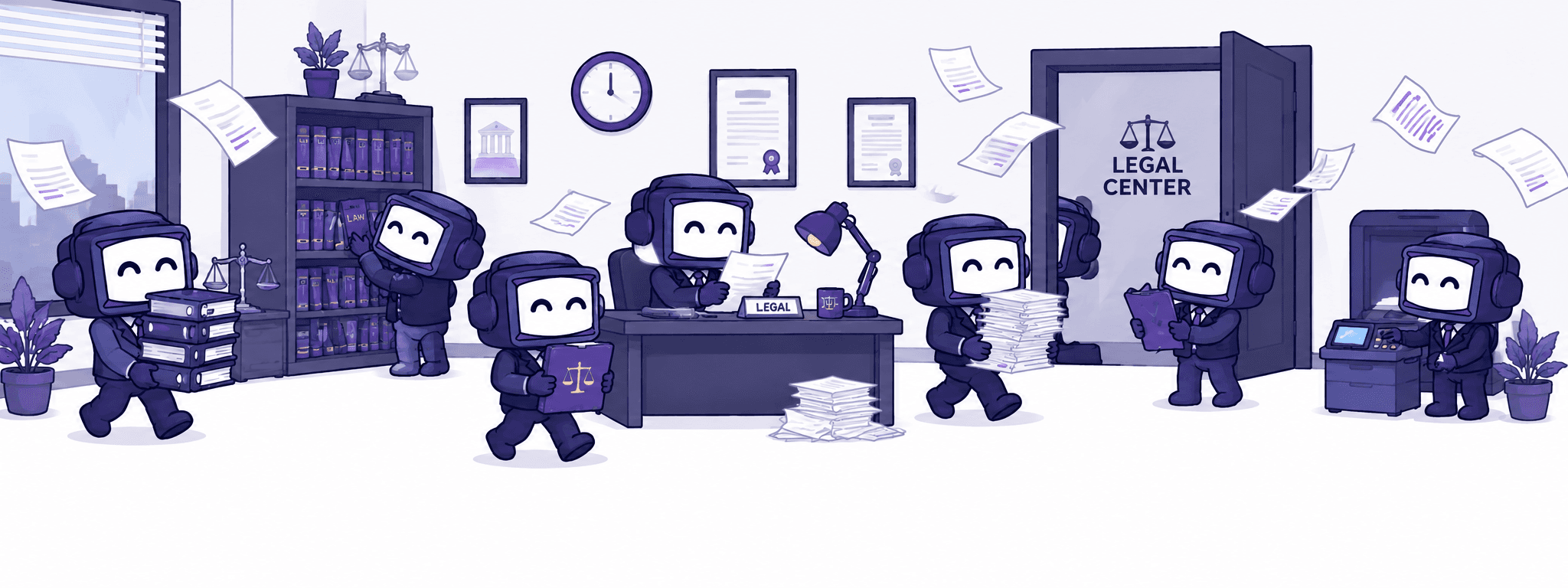 Illustration of the Virtuollis legal team at work